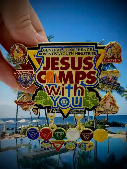 World Pathfinder Day 2024 "Jesus Camps With You" Pin