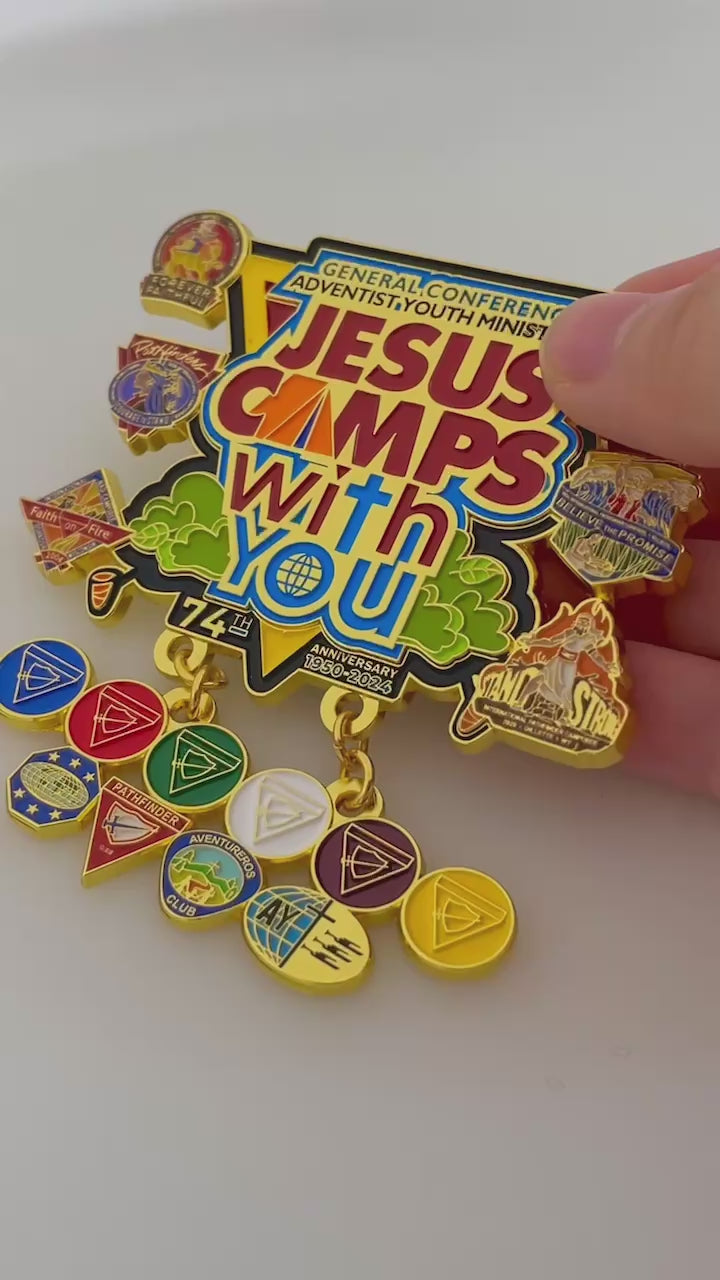 World Pathfinder Day 2024 "Jesus Camps With You" Pin
